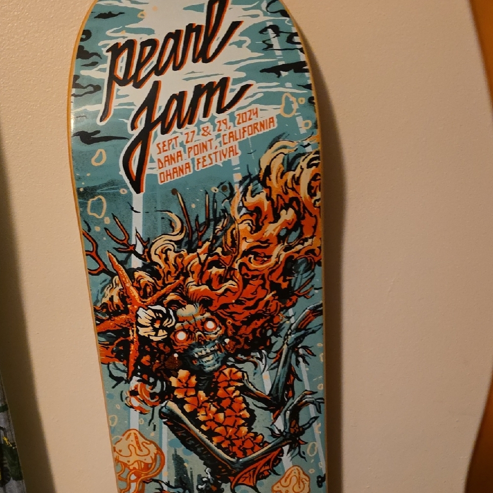 Pearl Jam Artistic Skateboard Deck - Blue and Orange